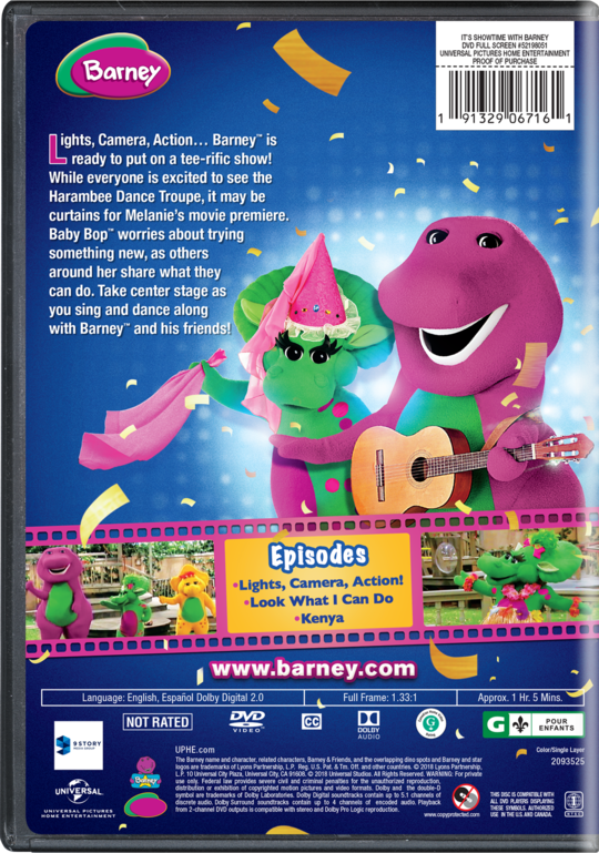 Barney It's Showtime with Barney! Movie Page DVD, Bluray, Digital